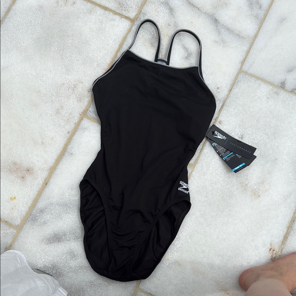 Speedo Black One Piece Swimsuit Athletic Cut